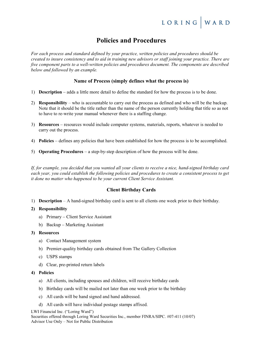 Guide to Establishing Policies and Procedures