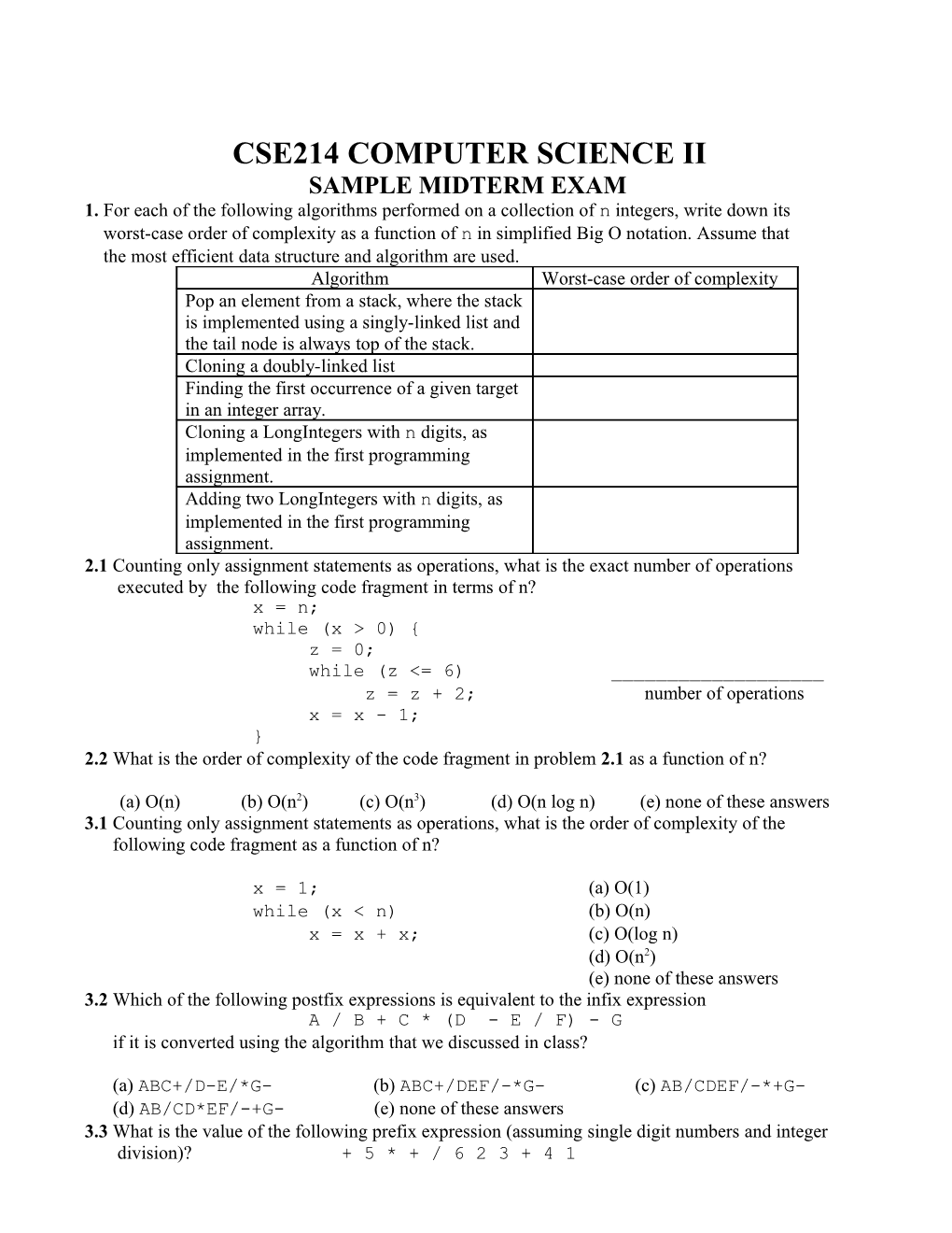 Cse214 Computer Science Ii