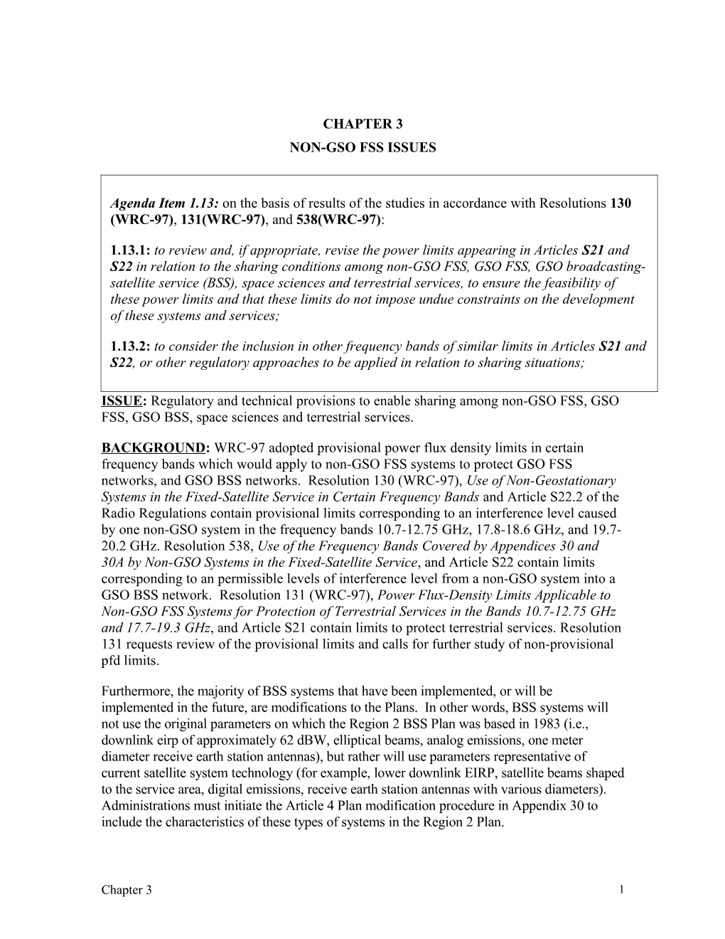 Non-Gso Fss Issues