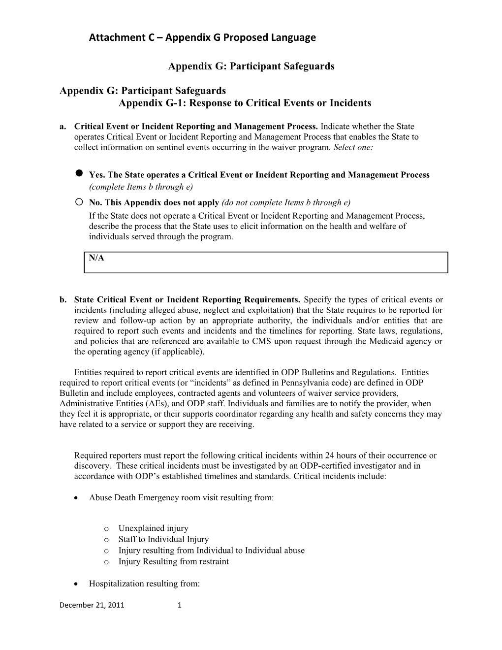 Attachment C Appendix G Proposed Language