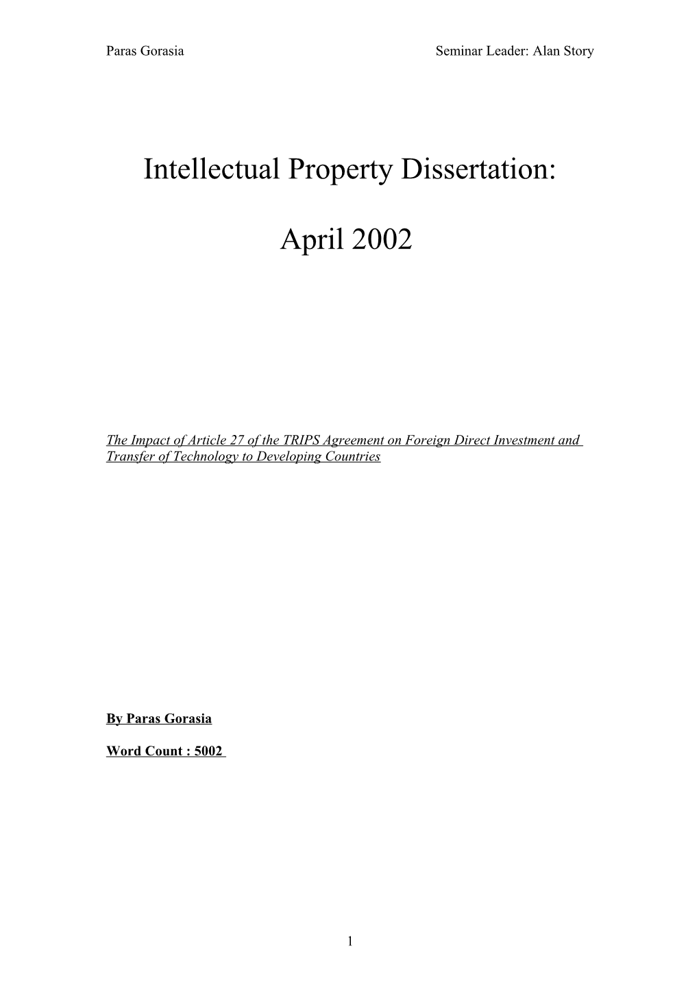 Intellectual Property Dissertation