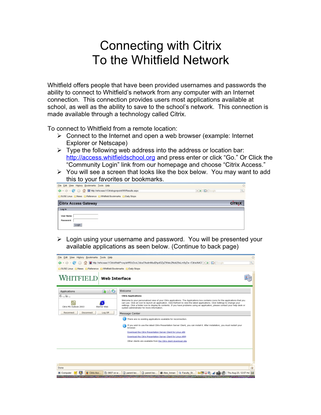 Connecting to the Whitfield Network from Anywhere in the World