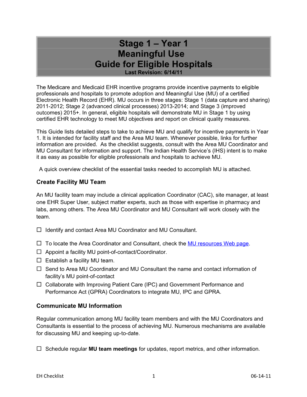 Meaningful Use Guide for Eligible Hospitals
