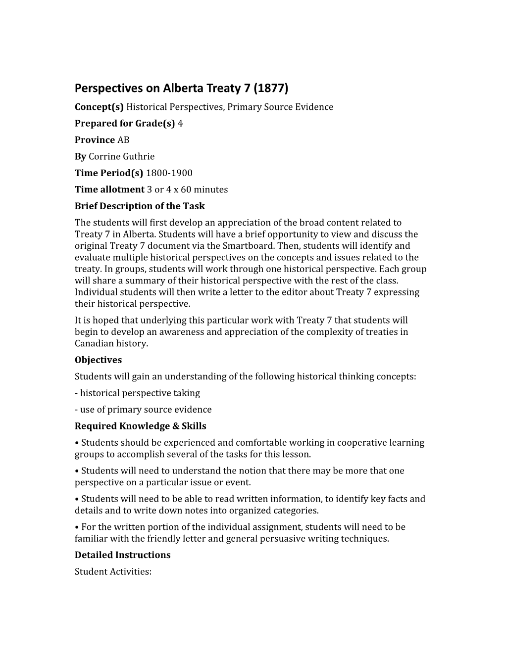 Perspectives on Alberta Treaty 7 (1877)