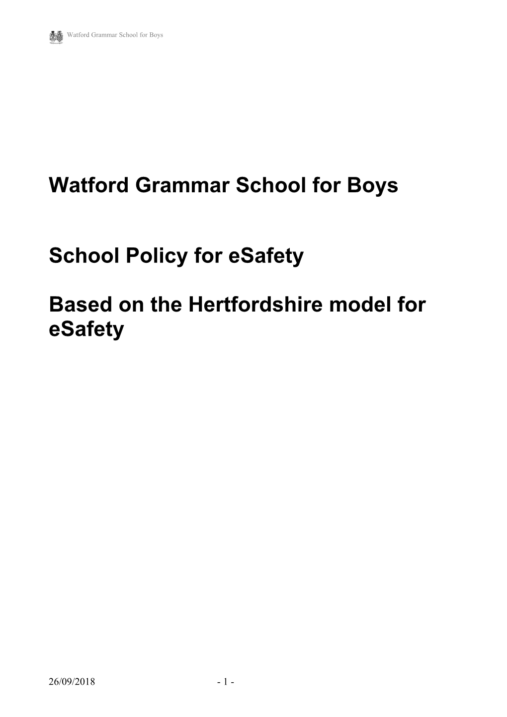 Acceptable Use Policy - Hertfordshire Model Esafety Policy