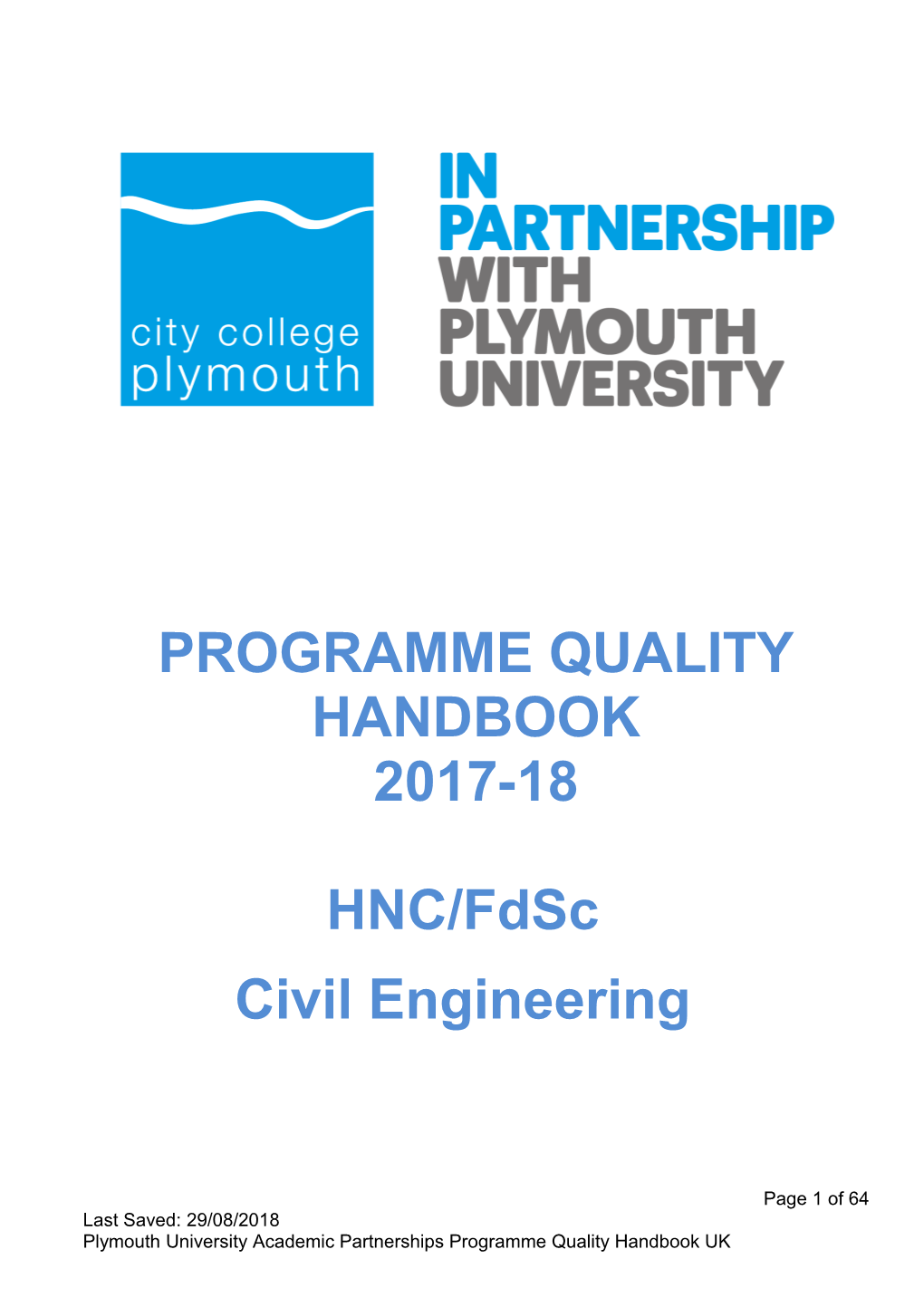 Programme Quality Handbook