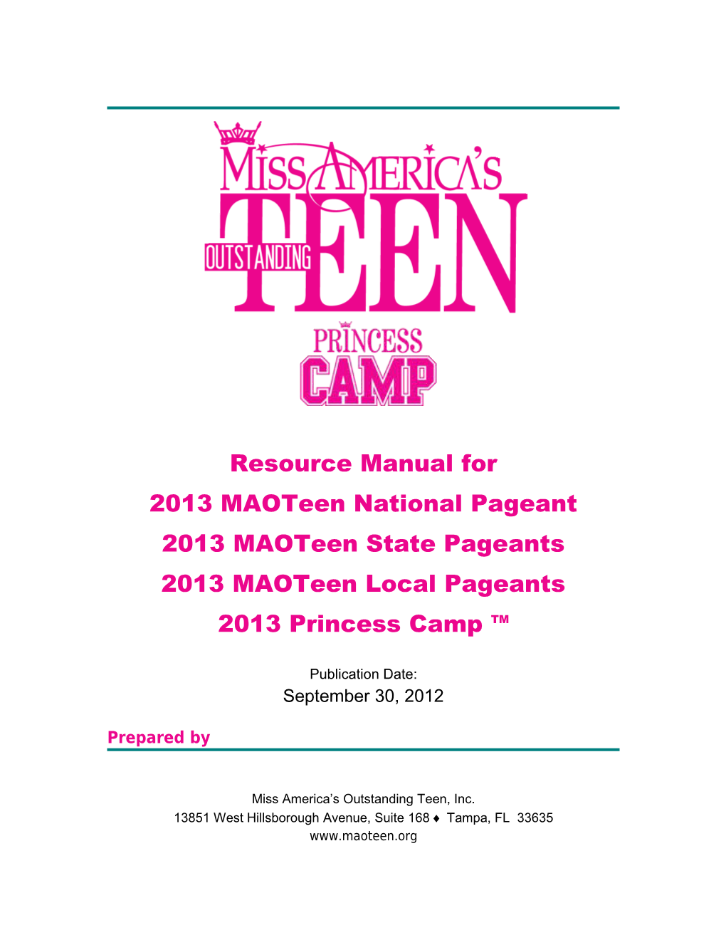 Maoteen National State Local Resource Manual For 2013 Competitions