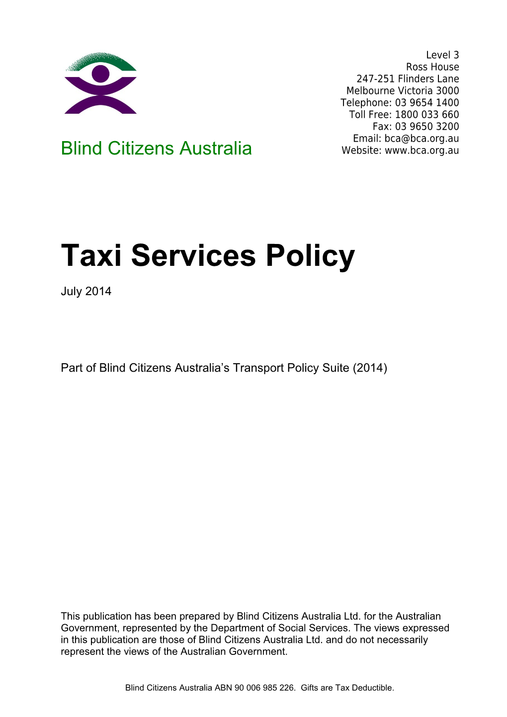 Taxi Services Policy
