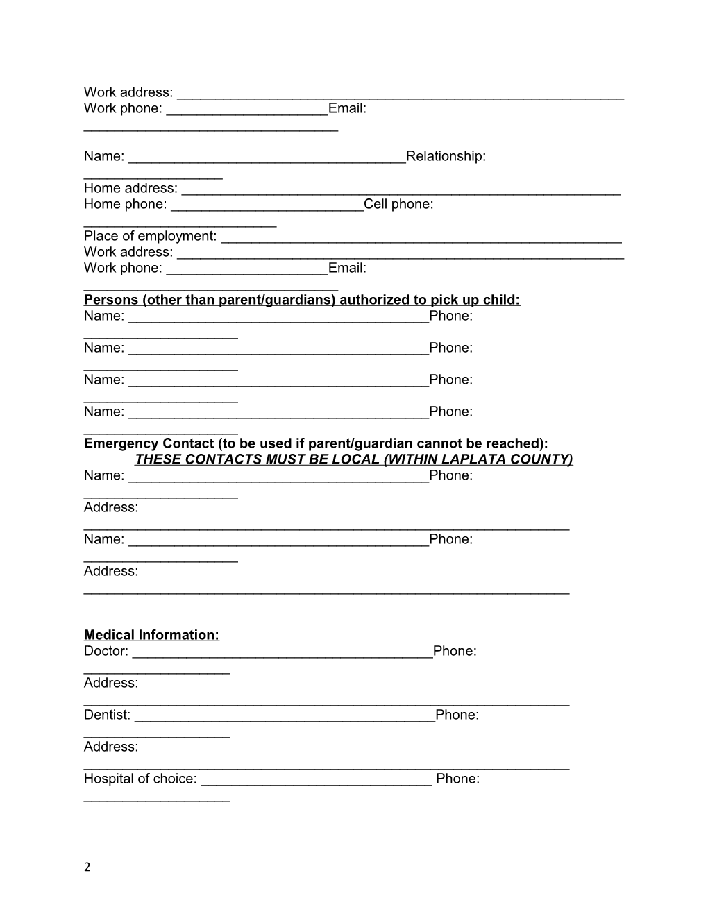 Please Turn This Form in to Your School Kids Camp