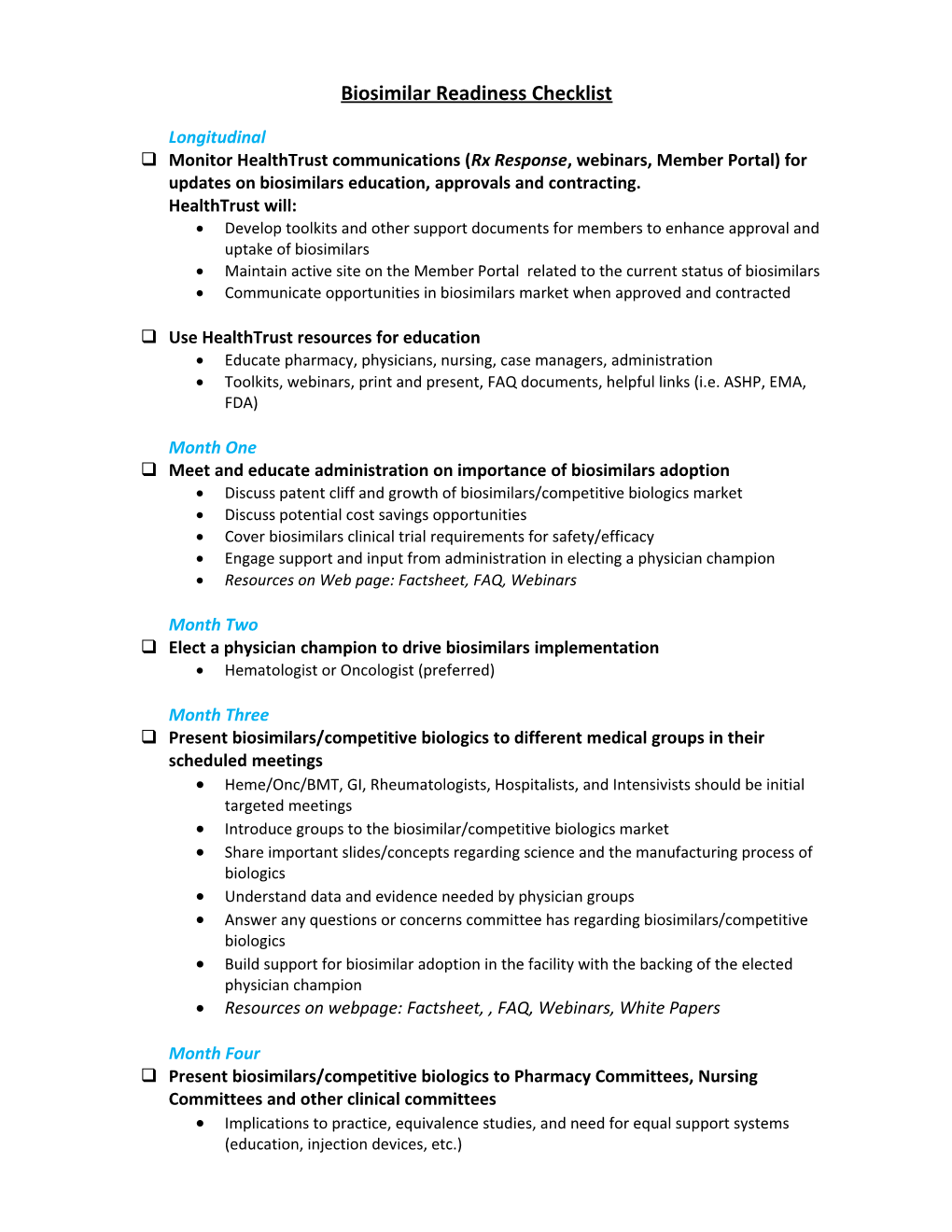 Biosimilar Readiness Checklist