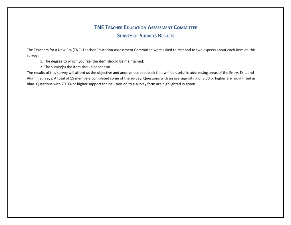 Tne Teacher Education Assessment Committee