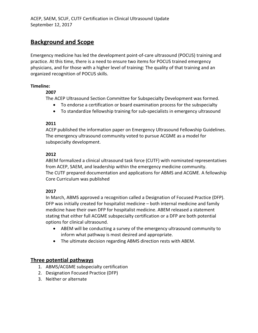 ACEP, SAEM, SCUF, CUTF Certification in Clinical Ultrasound Update