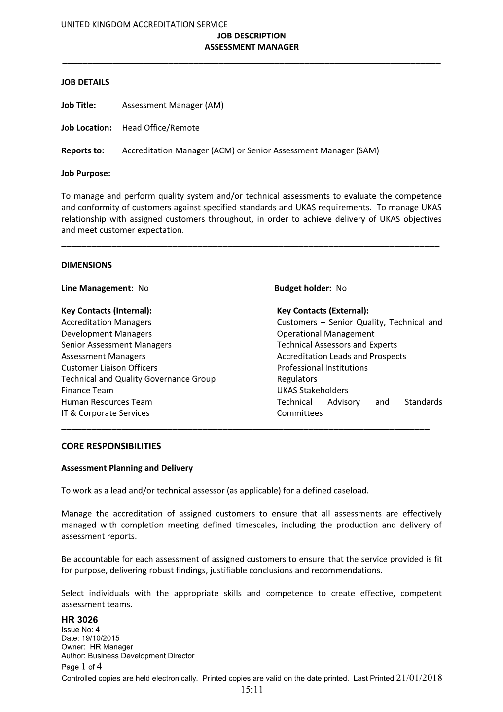 HR 3026 - Assessment Manager Job Description