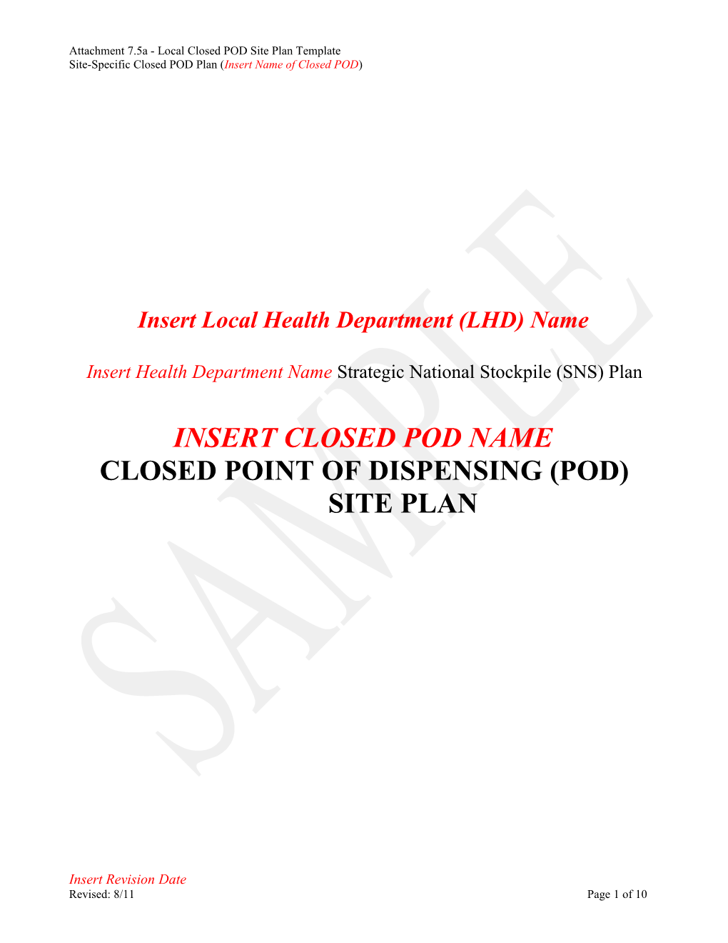 Point of Dispensing (POD) Site Plan - Template