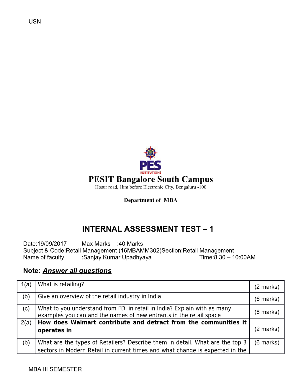 Internal Assessment Test 1