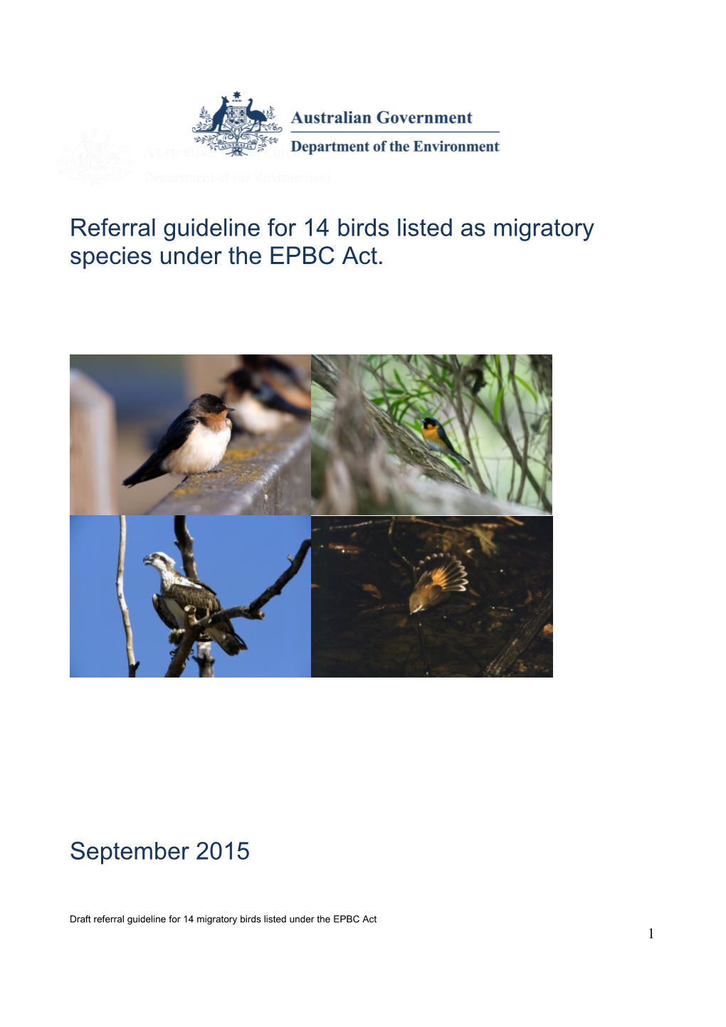 Referral Guideline for 14 Birds Listed As Migratory Species Under the EPBC Act