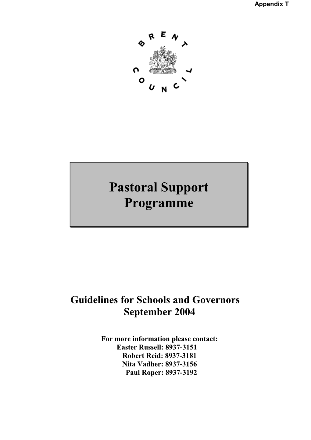 Pastoral Support Report
