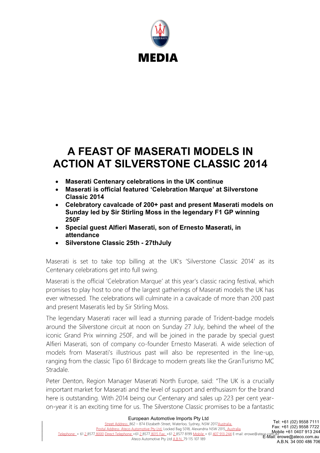 A Feast of Maserati Models in Action at Silverstone Classic 2014