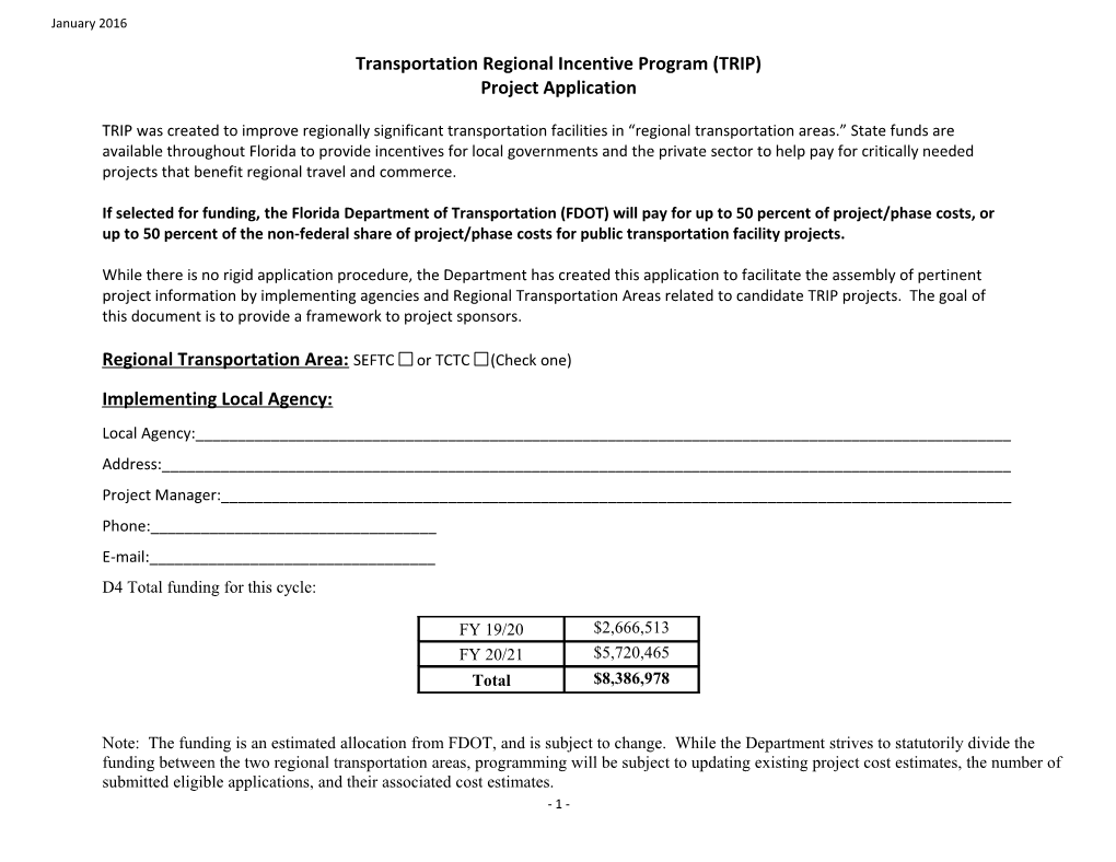 Transportation Regional Incentive Program (TRIP)