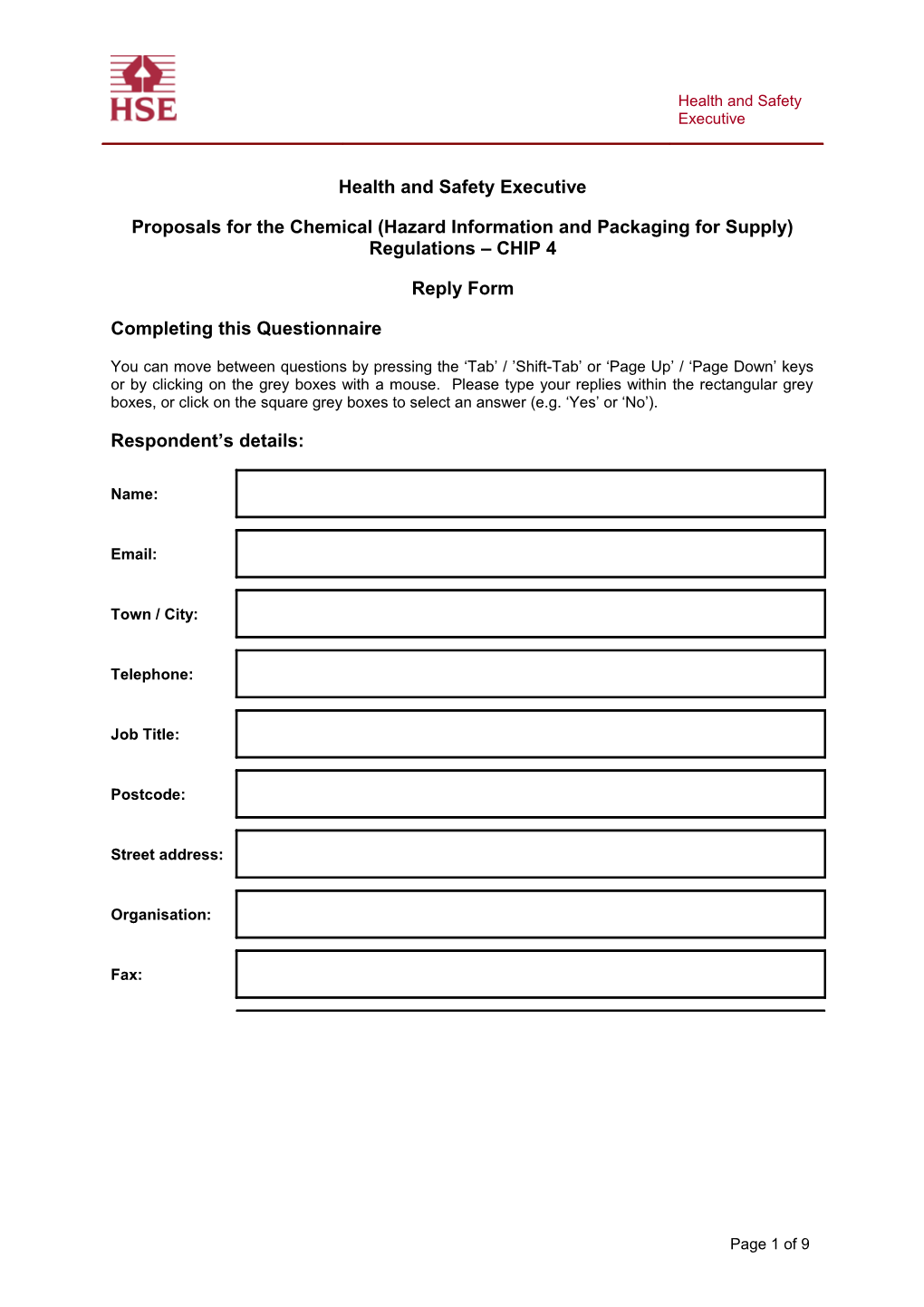 GHS Response Collection Template