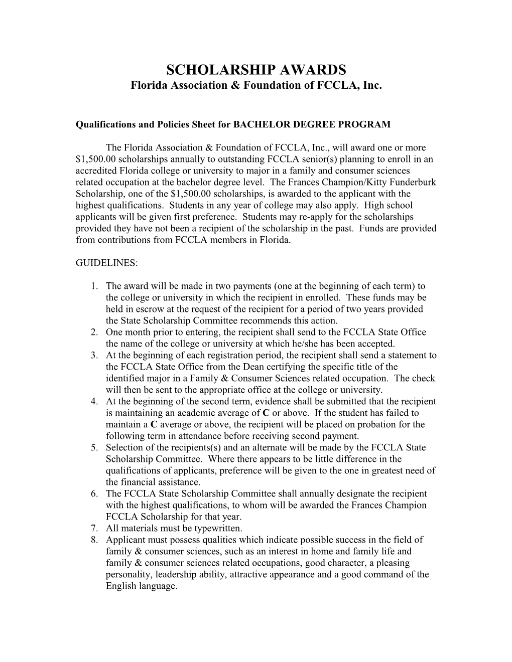 Florida Association & Foundation of FCCLA, Inc