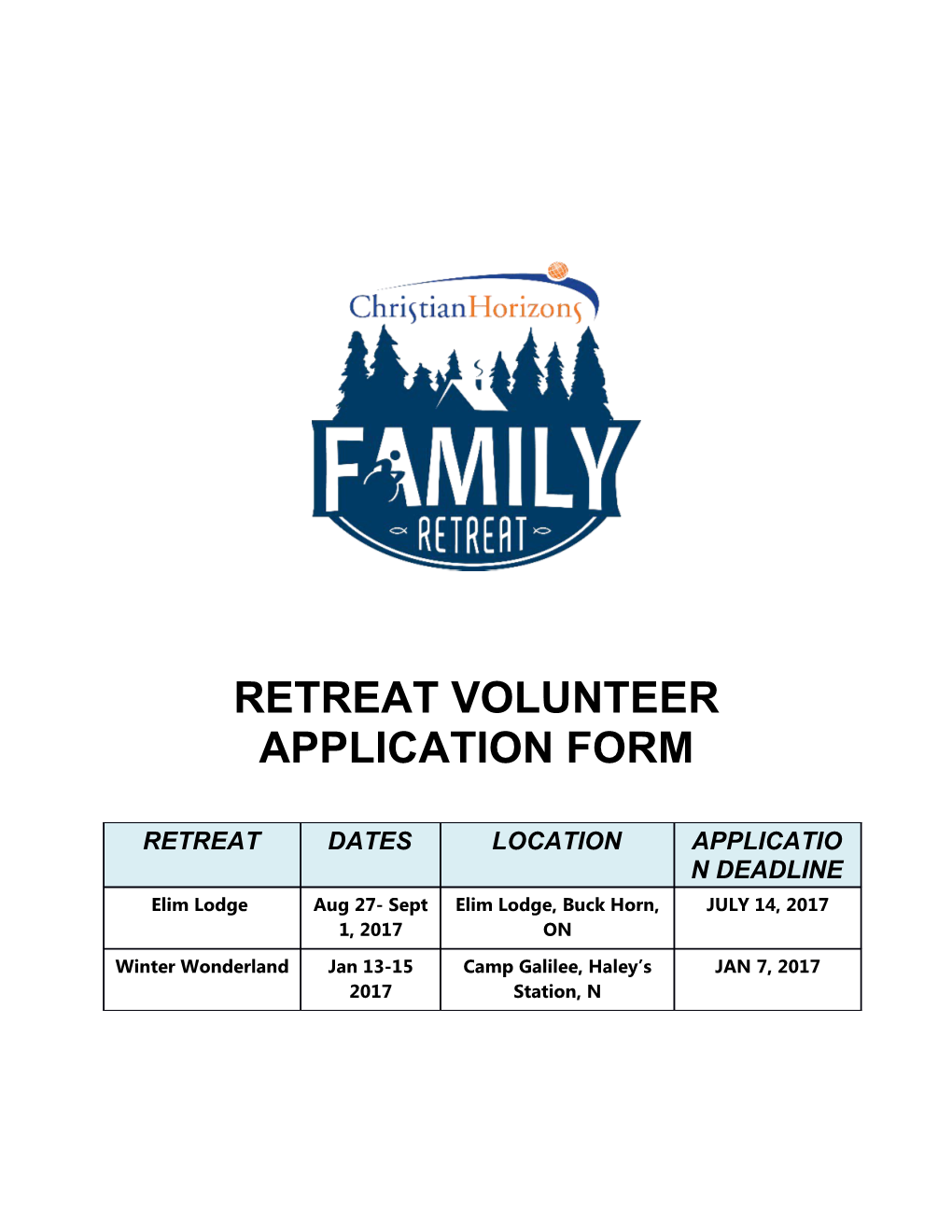 RETREAT Volunteer