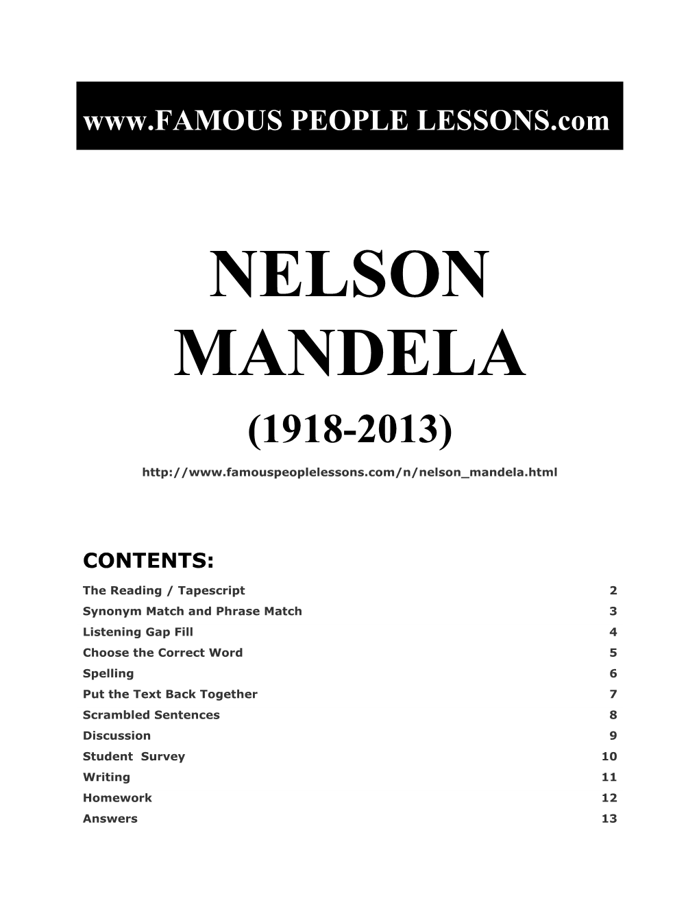 Famous People Lessons - Nelson Mandela