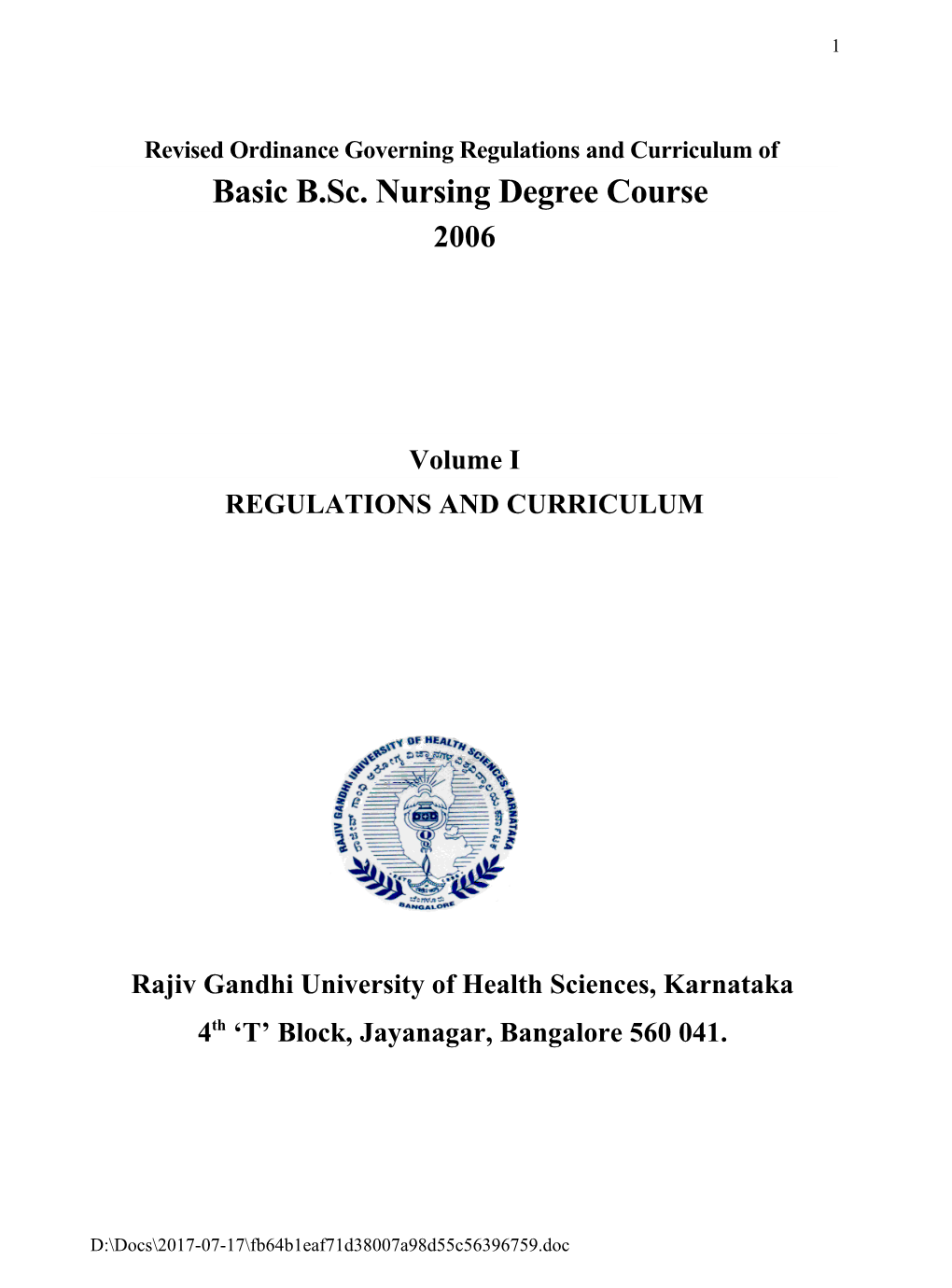 Revised Ordinance Governing Basic B