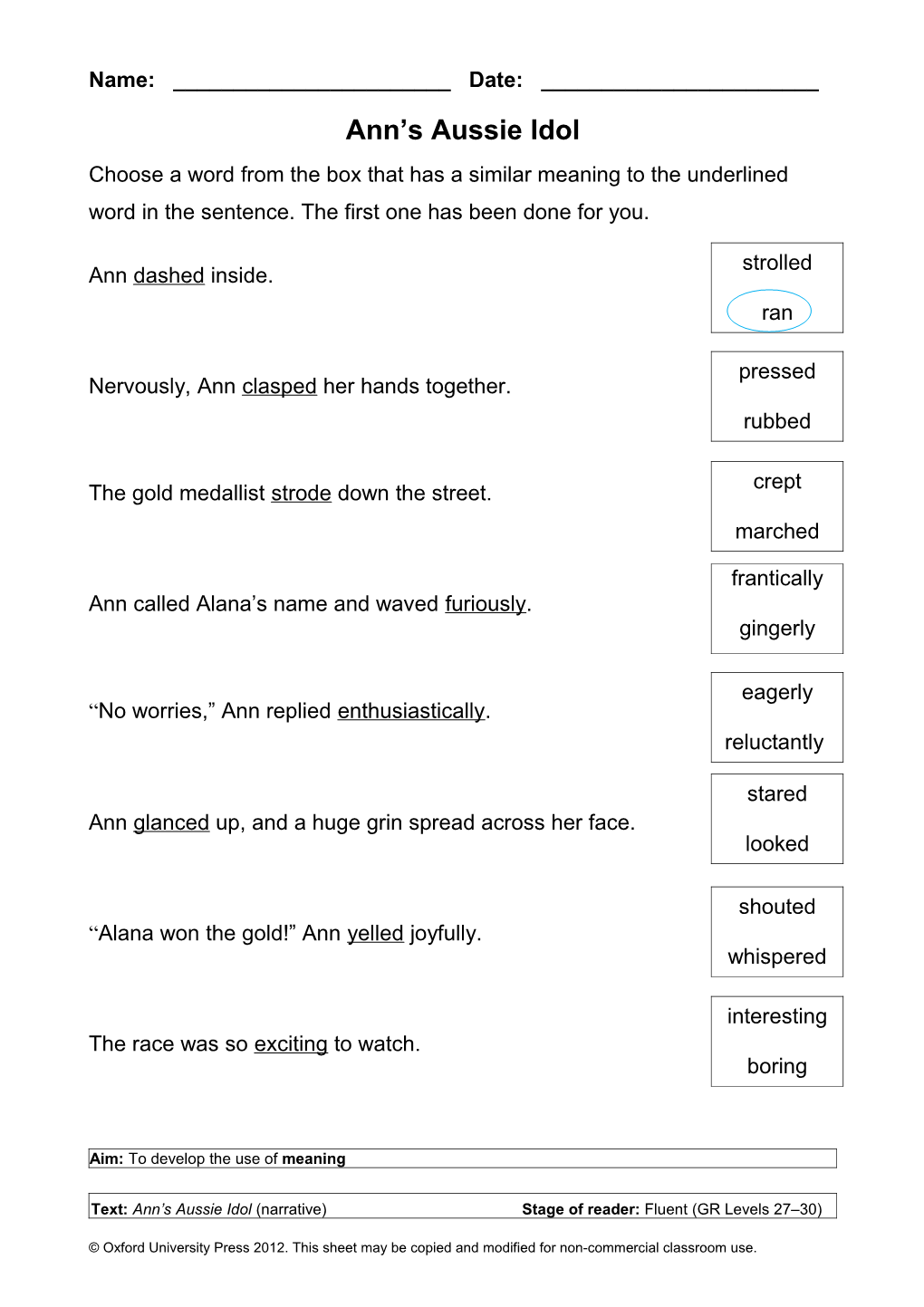 Activity Sheets Levels 9-11