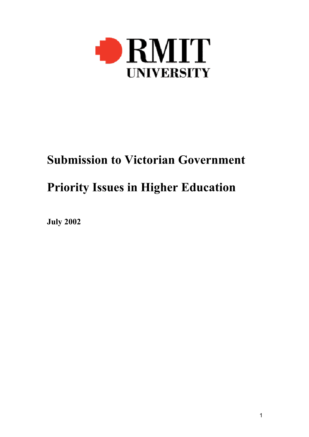 Submission to Victorian Government Forum: Review of Higher Education