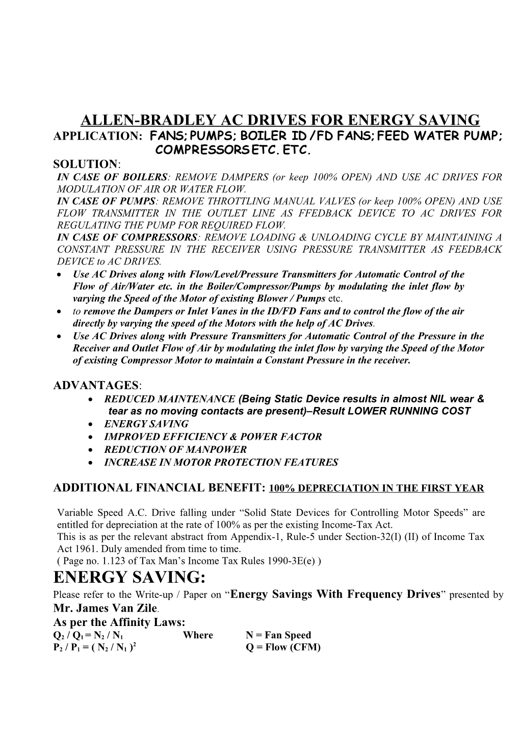 Allen-Bradley Ac Drives for Energy Saving