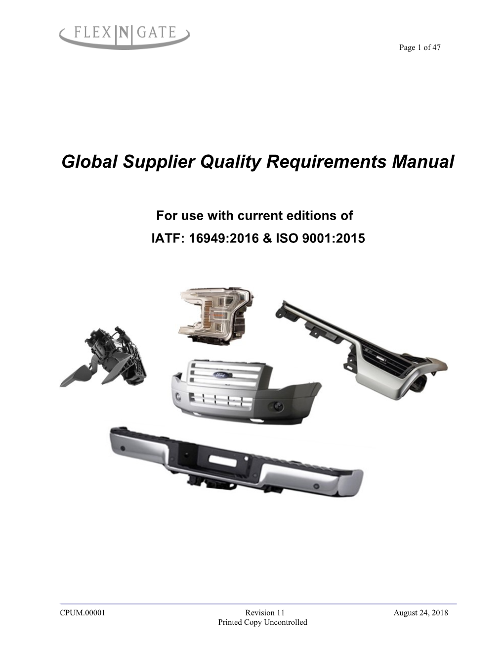 Global Supplier Quality Requirements Manual