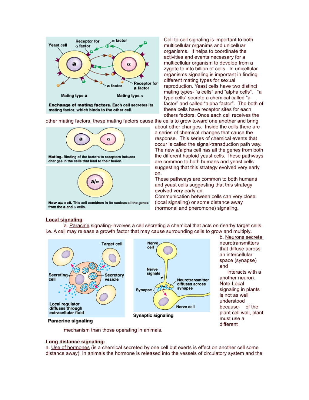 Cell-To-Cell Signaling Is Important to Both Multicellular Organims and Unicelluar Organisms