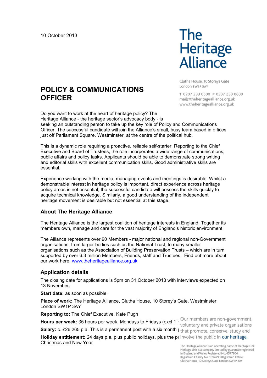 Policy & Communications Officer