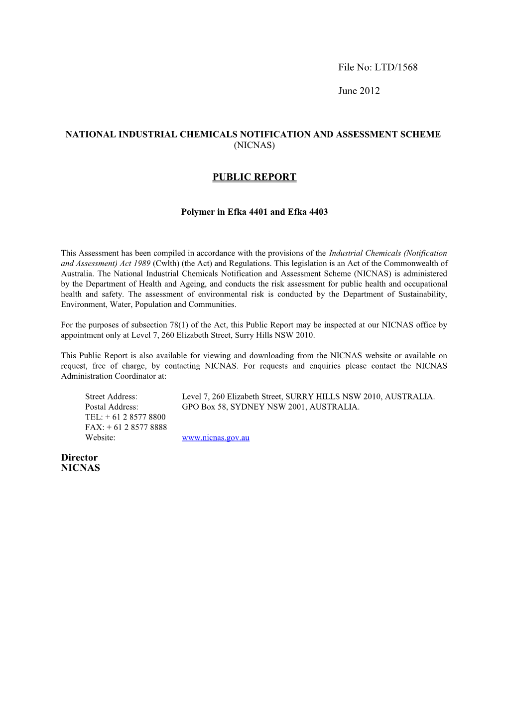 National Industrial Chemicals Notification and Assessment Scheme s47
