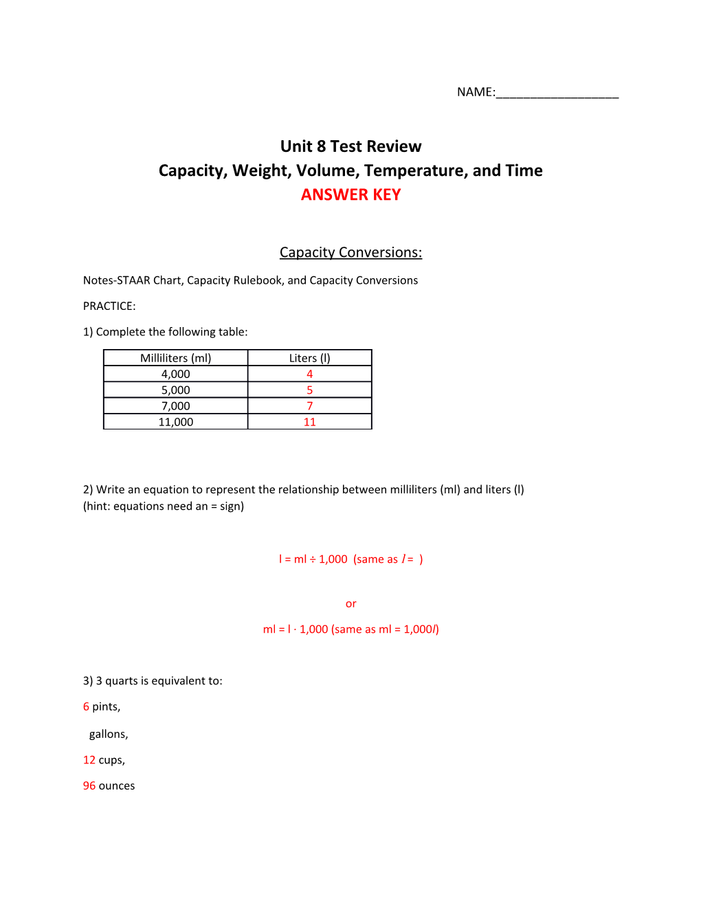 Notes-STAAR Chart, Capacity Rulebook, and Capacity Conversions