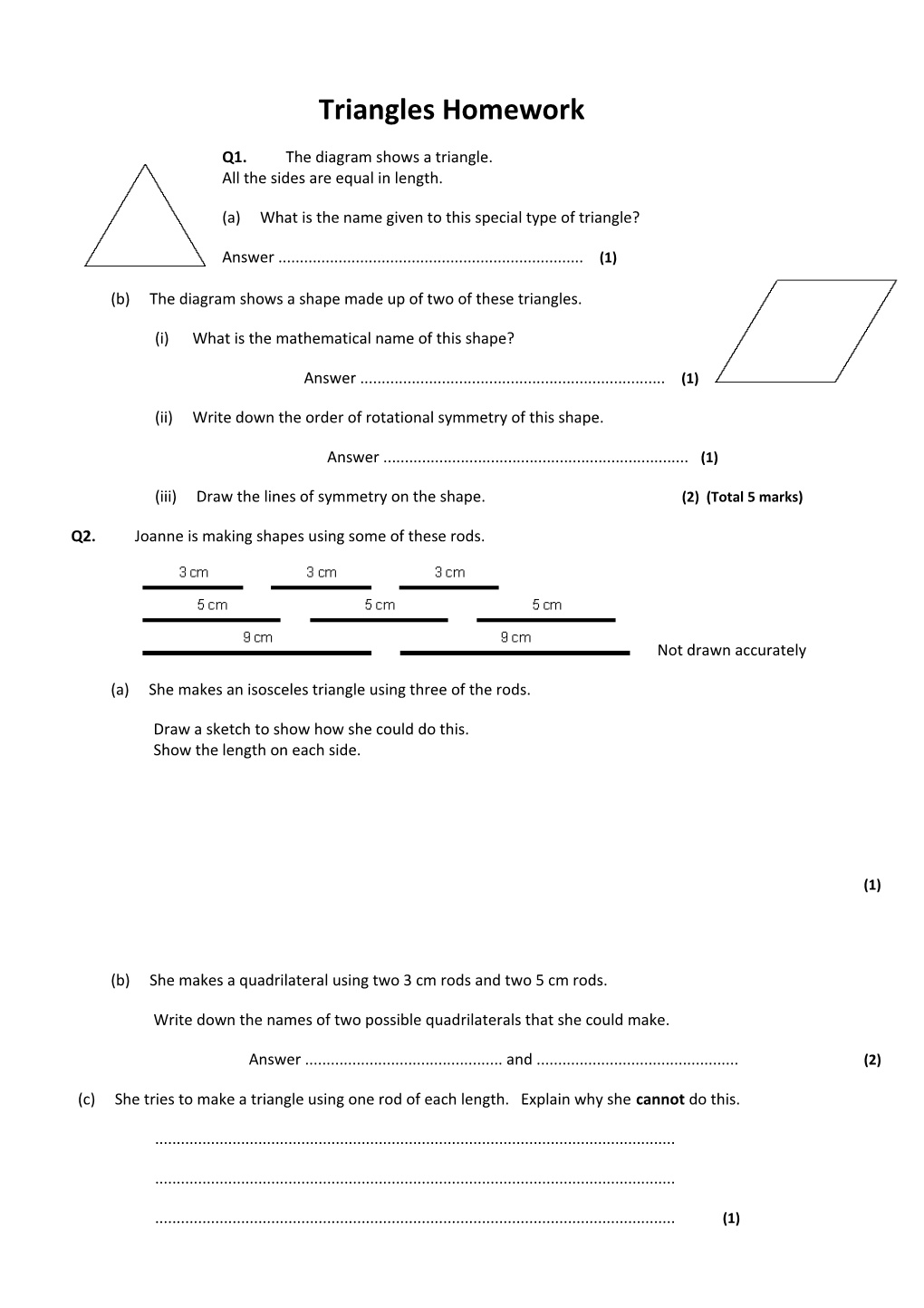 Triangles Homework