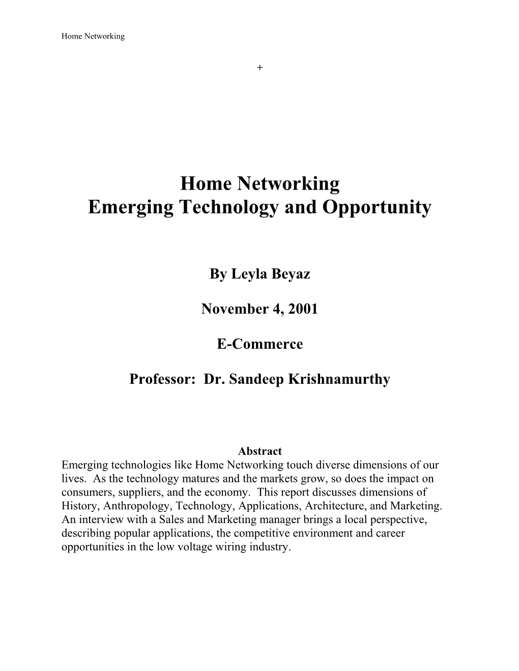 Home Networking - Technology & Opportunity
