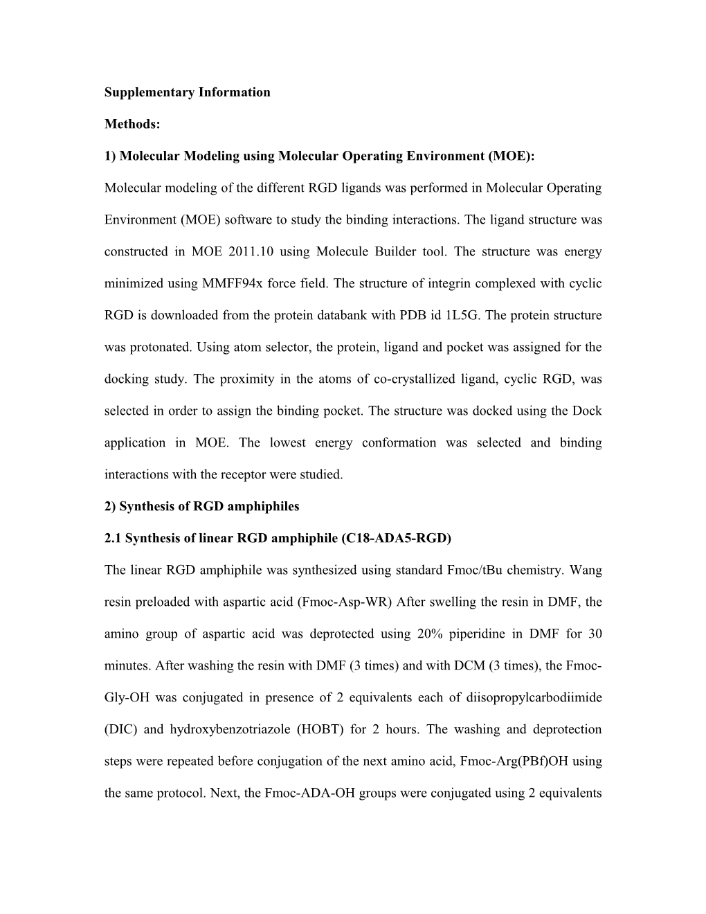 1) Molecular Modeling Using Molecular Operating Environment (MOE)