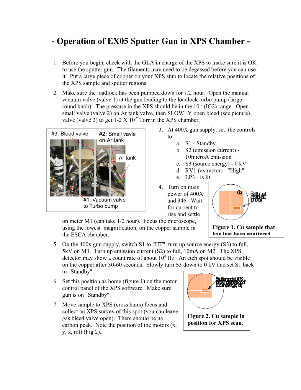 Operation of EX05 Sputter Gun