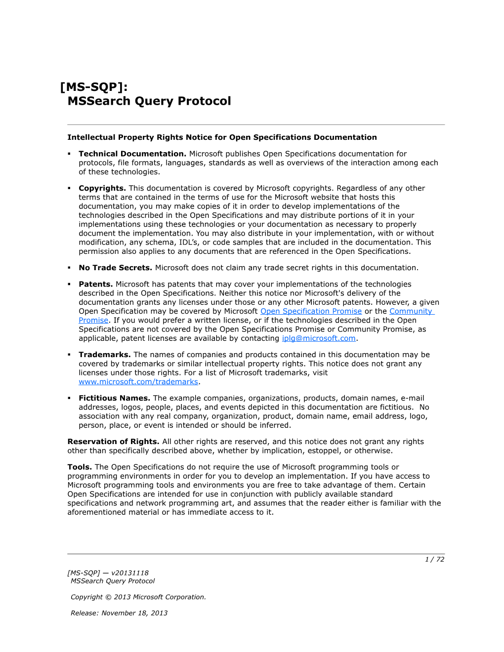 Intellectual Property Rights Notice for Open Specifications Documentation s71