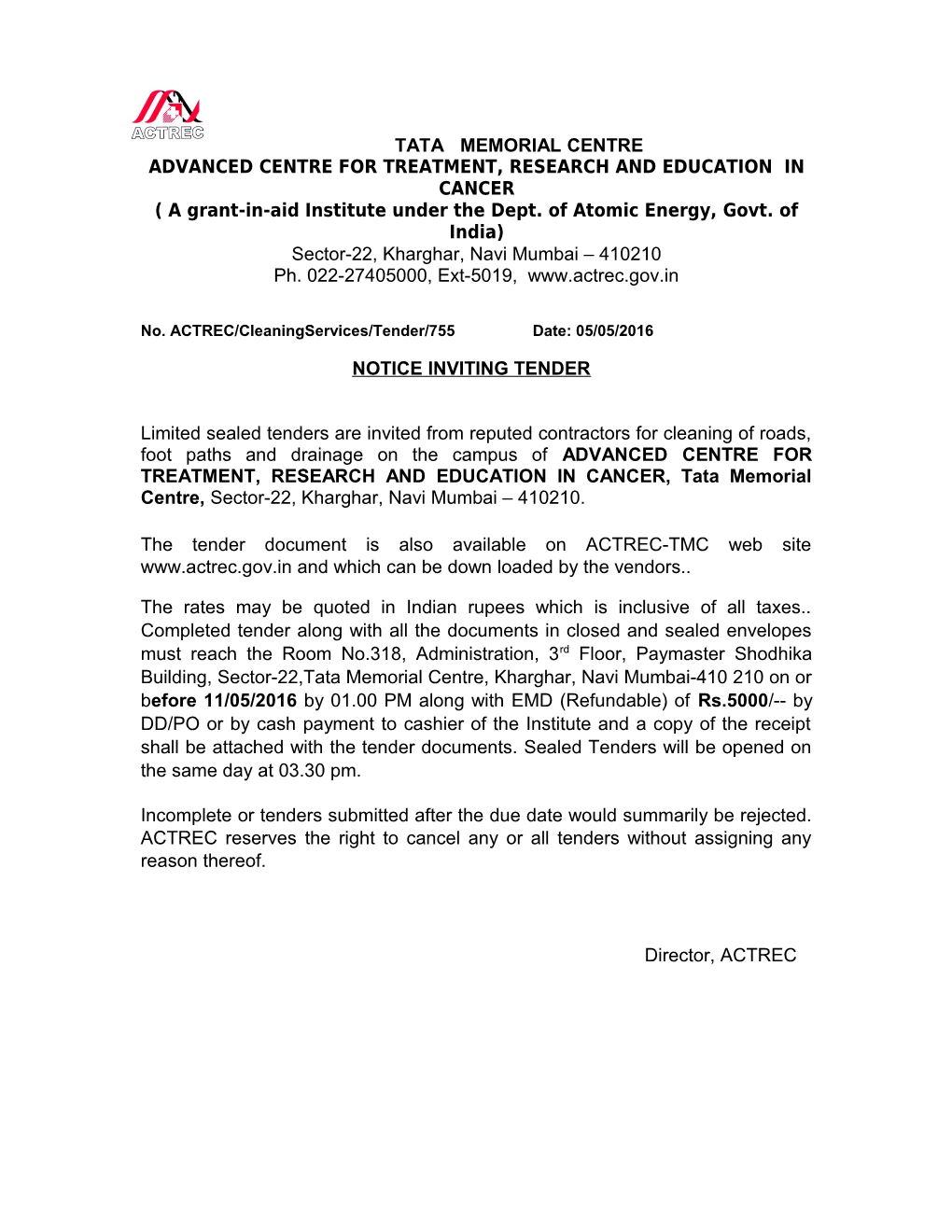 a Grant-In-Aid Institute Under the Dept. of Atomic Energy, Govt. of India