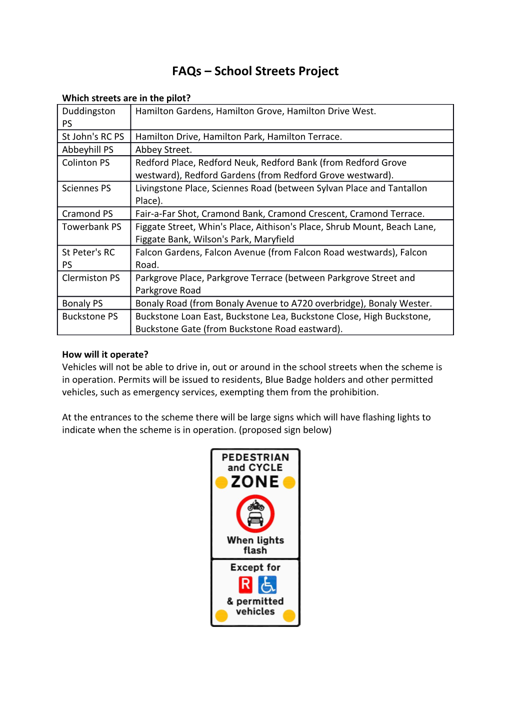 Faqs School Streets Project