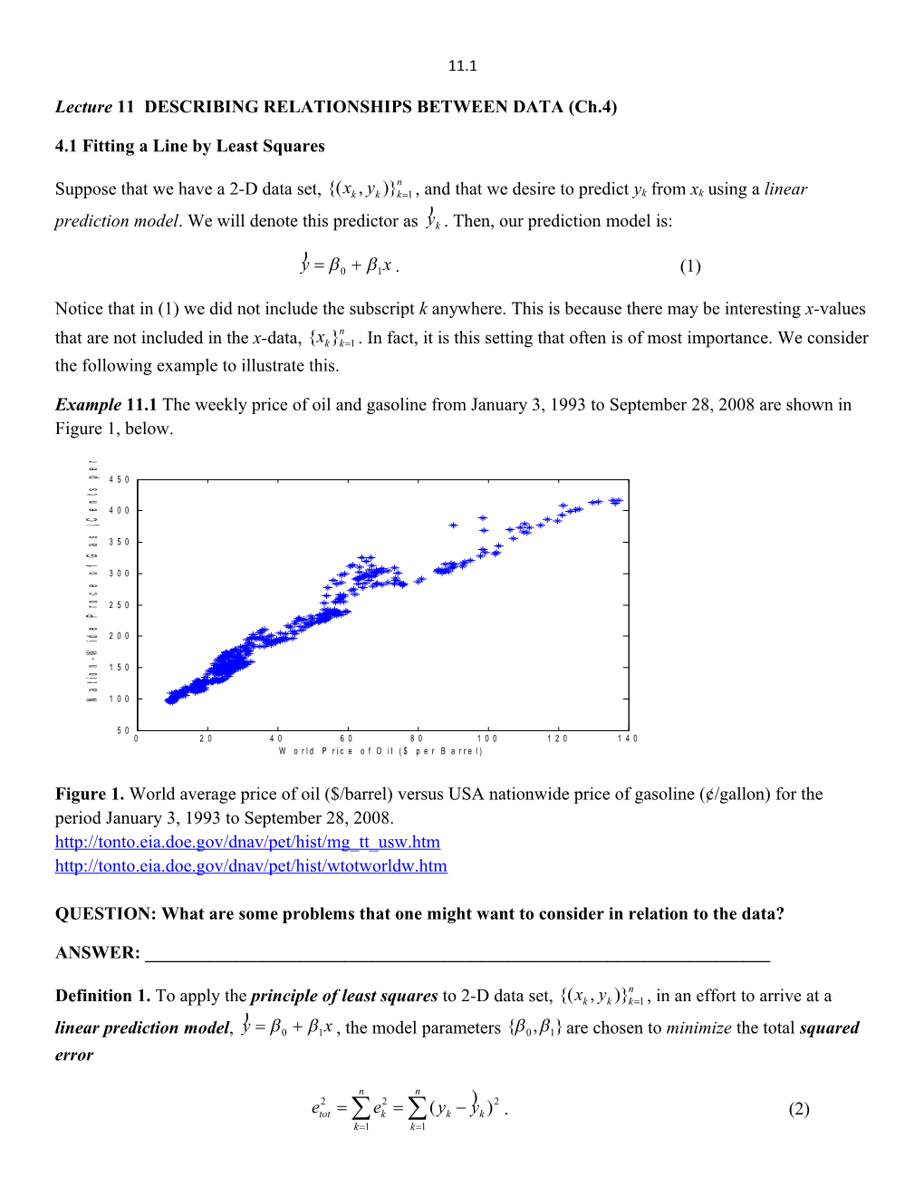 Lecture 11 DESCRIBING RELATIONSHIPS BETWEEN DATA (Ch.4)