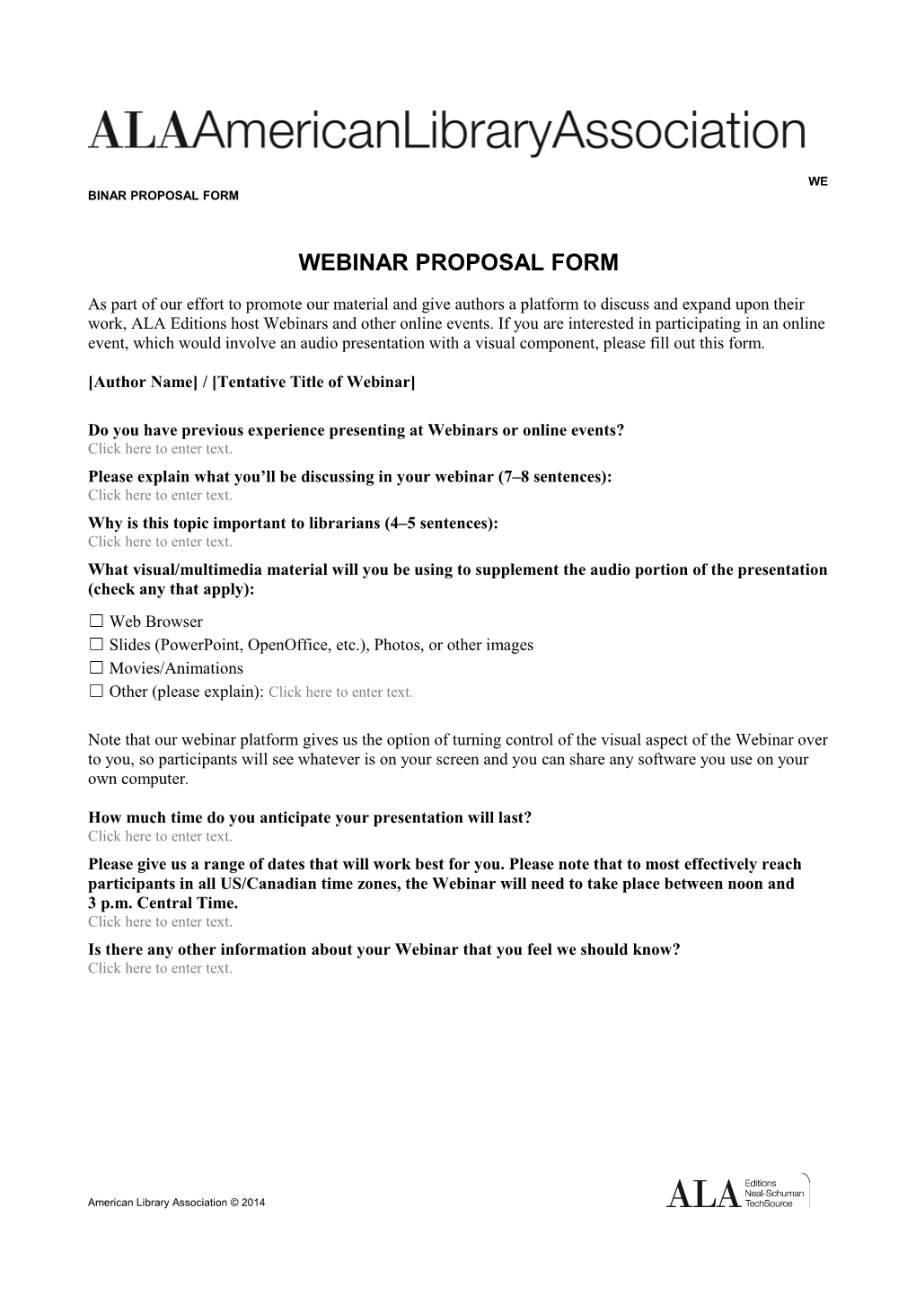 Webinar Proposal Form