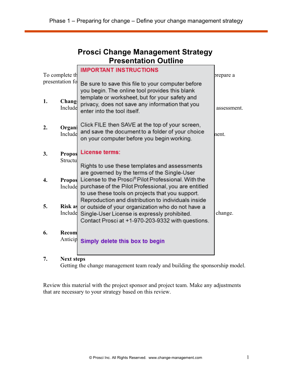 Phase 1 Preparing for Change Define Your Change Management Strategy