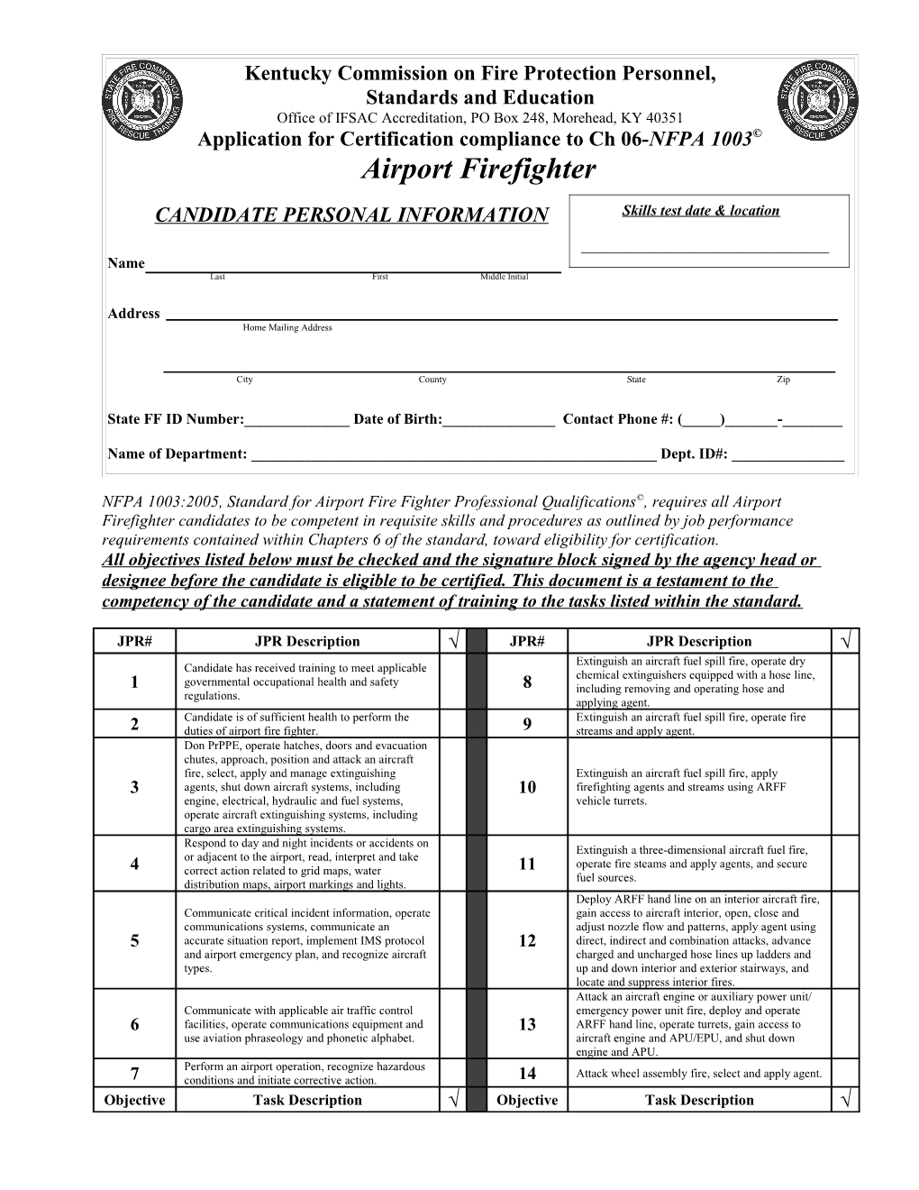 Kentucky Fire Fighter I Certification