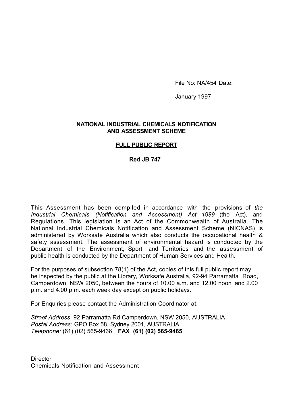 National Industrial Chemicals Notification and Assessment Scheme s13