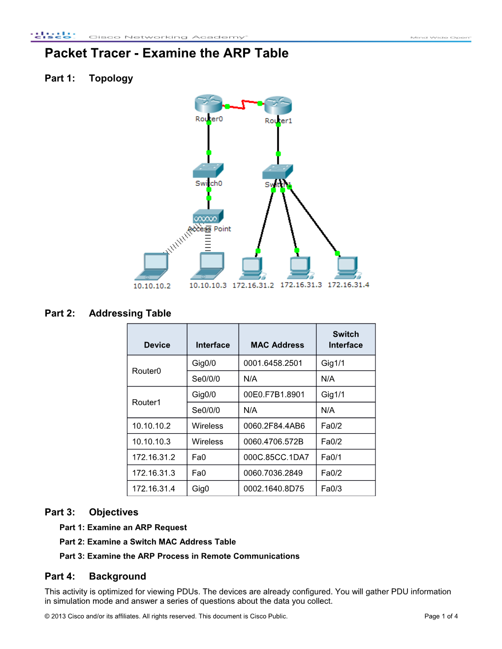 Packet Tracer - Examine the ARP Table