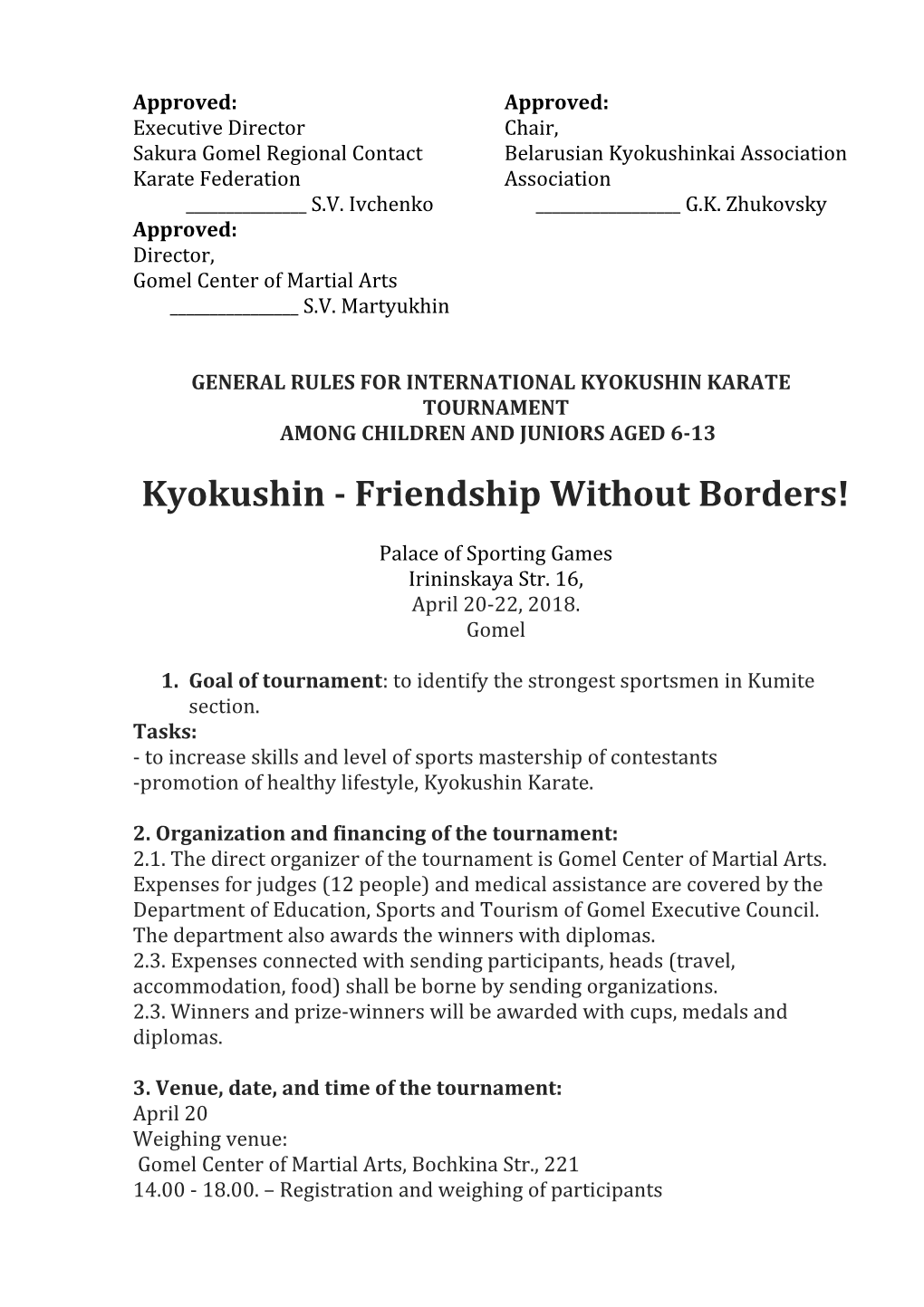 General Rules for International Kyokushin Karate